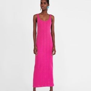 Gorgeous hot pink knit maxi dress from Zara